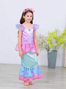 🇲🇾[READY STOCK] Kids Mermaid Dress Ariel Costume Cartoon Disney Birthday Halloween Princess