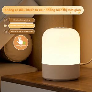 Đèn Ngủ LED Sạc USB Tích Hợp Đồng Hồ 3 Màu Có Thể Điều Chỉnh Độ Sáng Thân Thiện Với Mắt Đèn Ngủ Mềm Mại Với Điều Khiển Từ Xa Hình Tròn