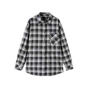 XIANGYING | Áo Blouse Dài Tay Vintage Kiểu Ô Vuông Rộng