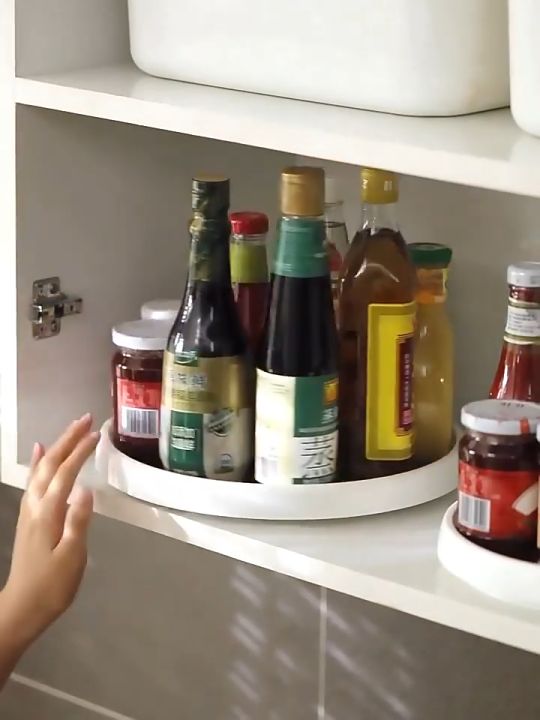 25/30cm Kitchen Condiment Round 360 Degrees Rotating Storage Tray ...