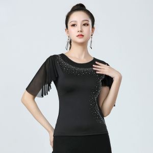 Women Customized Latin Dance Suit Mesh Sleeve Top Professional Modern Dance Practice Performance Costume Dance wear zym
