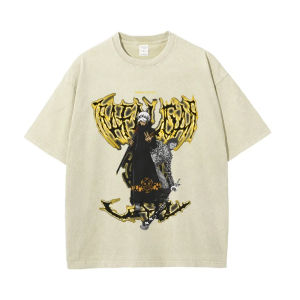 Bandai | ONE PIECE Mens and Womens Washed T-Shirt Trafalgar D. Water Law Summer and Spring Anime Tee Retro Distressed Short Sleeve