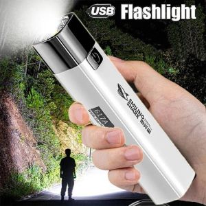 Flashlight USB Rechargeable High lumens Ultra-bright Mini Torch Household Emergency Lamp Led Fast Charging Camping Hiking Emergency Light Strong High Brightness Lamp Spotlight Search Portable Lightweight Light