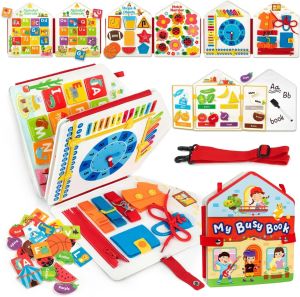 Todders Montessori Busy Book Baby Activity Sensory Board Fine Motor Skills Quiet Book Car Travel Binder Autism Toy For Kids