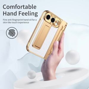szhaiyu | For iPhone DuoLuxury Leather Electroplating Magnetic Case With Bracket Hinge Tempered Glass Protective Film Shockproof Cover