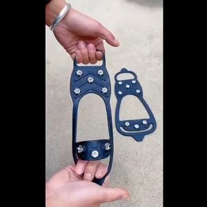 1pasang Alas Sepatu Paku Anti Slip Alas Sepatu Salju Dengan 8 Gigi Alas Sepatu Mendaki
