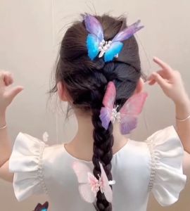 Embroidered  Big Butterfly Hair Clip Moving Wings Pearl Hairpin For Girl Baby Children Sweet Hairgrip Barrette Hair Accessories