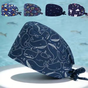 Whale Customize Womens Working Hats Scrub Nursing Cap for Man Soft Breathable Dentist Skullcap M386
