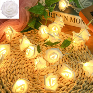 Battery Powered Rose Fairy Lights 3M LED Red And White Flower String For Romantic Bedroom Wedding Table And Holiday Decoration