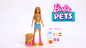 Barbie Pets Skate And Run Pup Blonde Doll With Puppy Accessories Play Set