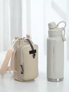 Portable Water Bottle Bag with Adjustable Shoulder Strap Thermal Mug Cup Sleeve Cup Protective Cover