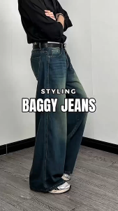 JINISO Oversize Baggy Loose Jeans Pria 758