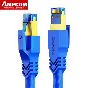 AMPCOM CAT8 40Gbps Ethernet Cable LSZH Jacket Iundustrail 2000MHz Network Lan Cable SFTP cat 8 RJ45 Patch Cord for Router