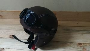 HELM RETRO KLASIC TERBAIK BLACK BROWN PREMIUM