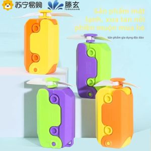 Quạt Cầm Tay USB Sạc Mini Có Thể Gập Lại Hoạt Hình Cho Học Sinh Quạt Tay Cầm Bằng Nhựa Phong Cách Hoạt Hình Màu Macaron