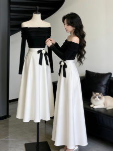 CHANGTONG | Korean Style Elegant Off Shoulder Two-Piece Set