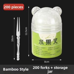 TAFUMAN | Disposable Transparent Plastic Food-Grade Bamboo-Joint Design Child-Safe Fruit Fork