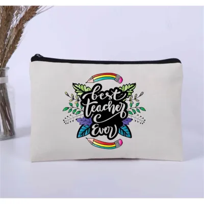 SG Teacher Canvas Pouch Teacher Pencil Storage Bags Makeup Bags Travel Toiletry Bags Teacher‘s Day Gift