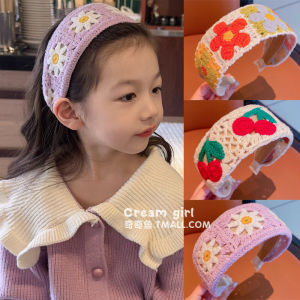 Fresh Knitting Flower Headband Childrens Embroidery Embroidered Retro Elegant Little Girl Headband Hairpin with Broad Edge New Arrival