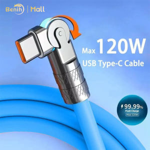 120W 6A 180° Berputar Kabel Data Pengisian Super Cepat Kabel Silikon Pengisi Daya USB Mikro Tipe-C Game Seluler Benih
