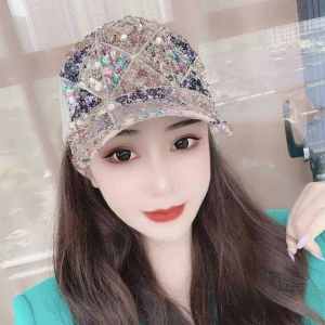 Womens Spring Summer New Style Baseball Cap Breathable Glitter Sun Protection Fashionable Korean Version Color Block Hat