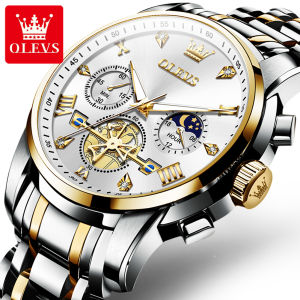 OLEVS นาฬิกาสำหรับผู้ชาย 2023 เพิ่มเติมกันน้ำธุรกิจสบายๆ หรูหราเพชรแบบไดอัลมัลติฟังก์ชั่โครโนกราฟ สว่างปฏิทิน