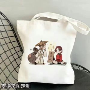 Túi Vải Canvas Dung Tích Lớn Túi Học Sinh Đi Học Túi Vải Canvas Hoạt Hình Đa Năng Túi Đeo Vai Đơn Thời Trang Túi Vải Canvas Có Khóa Kéo