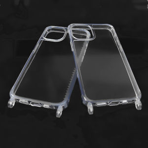 Thickened Lanyard Phone Case for Apple 14 pro 15 iPhone 13 Drip Glue Cream Bottom Hard Transparent Mobile Phone Cover