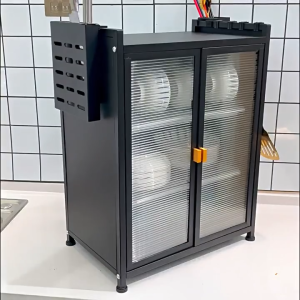 PANDH 3Tier Kitchen Dish Rack Cabinet Organizer Dustproof Multifunctional Countertop Kitchen Storage Cabinet