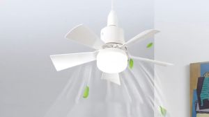 2 In 1 Ceiling Fan with Led Light Remote Control 3 Color Silent Light 3 Speed Wind 5 Blades Electric Fan for Living Room Study Room