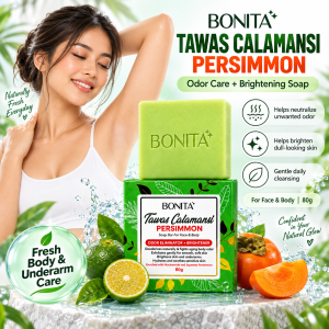 BONITA Tawas Calamansi Persimmon Soap 80g Underarm Whitening Soap Body Odor Deodorizing Soap with Niacinamide Brightening Face & Body Cleanser Pampaputi ng Kili-Kili Singit Elbows Knees Daily Soap for Sensitive Skin Women Men