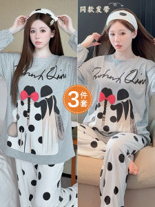 Pure Cotton Sleepwear for Pregnant Women Autumn Winter Style October Breastfeeding Home Clothes Long Sleeve round Neck Side Opening