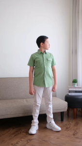 POLICE Kemeja Polos Cotton Kantong Dua Anak Laki Laki