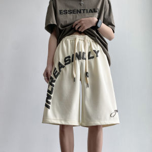 Mens Summer Basketball Sporty Shorts Letter Foaming American Heavy Knee-Length Casual Pants Elastic Waist Youthful Style