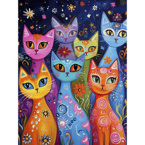 Jigsaw Puzzle 500 1000 1200 2000pcs Colorful Cat Animal Scene For Adults Living Room Home Decor Relaxing Gift Brain Teaser