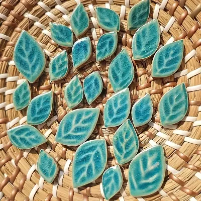 100g Plant-Like Green Leaf Ceramic Mosaic Tiles Ideal for DIY Crafts Wall Murals Flower Pots and Indoor Home Decor