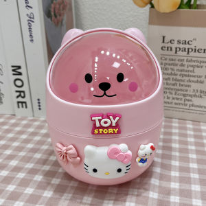 Mini Desktop Trash Can with Lid Cute Small Size Office Desk Paper Basket Storage Bucket Home Use round Shape Waste Bin