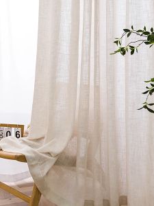 STYLES ASIA Linen Aesthetic Curtain For Window with Rings See Through Sheer Elegant Curtain For Living Room Bedroom