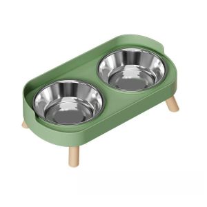Tilted Elevated Cat Bowls Dog Water and Food Bowl Set Anti Vomiting Stainless Steel Pet Bowls with Base Non-Slip Pet Bowls