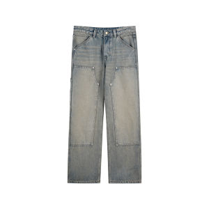 CHINISM | Heavily Washed Loose Straight Cut Mens Jeans
