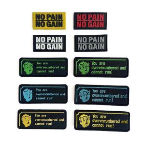 Saying:No pain No GainYou Are Overencumbered and Cannot RunPVC Patch Morale EmblemClothes Applique Embroidery Tactical Badges