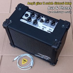 Ampli gitar X 4inch sudah distorsi delay aux headphone SUARA MANTAP
