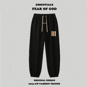Loose Fleece Print Casual Sweatpants Couple Cuffed Trousers Three Bars Collaborative Series Youthful Popular Long Pants