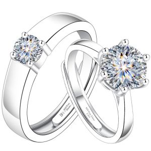 East Beauty | Couple S999 Sterling Silver 2ct Moissanite Rings