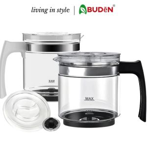 ABUDEN Milk Frother Glass Jug with Lid and Frothing Whisk 250ml Milk Foam Maker