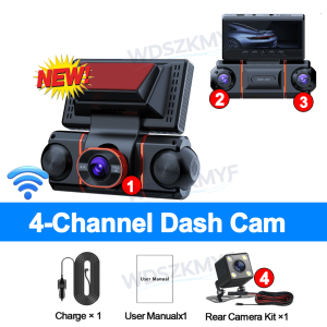 2026 New 4K Quad Lens Car Camera WIFI Dashcam 360° Coverage Car DVR 24H Parking Monitor Starlight Night Vision Car Accessory