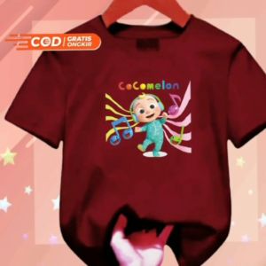 Kaos Atasan Anak Laki-Laki & Perempuan Bergambar Cocomelon Music Lengan Pendek Usia 1-12 Th