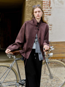 DUSHU | Velvety Salt Plum Color Slim-fit Casual Jacket