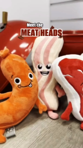 FuzzYard Meat-heads Dog Plush Toys | 5 Delicious Meaty Mates Design (Bacon / Steak / Sausage)