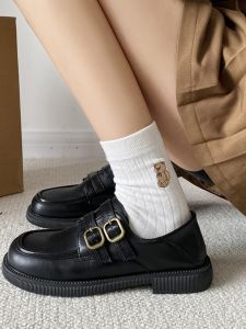 Influencer Picks 2023 New Leather Shoes British Style Soft Girl Flats Gommino Female Loafers JK Shoes